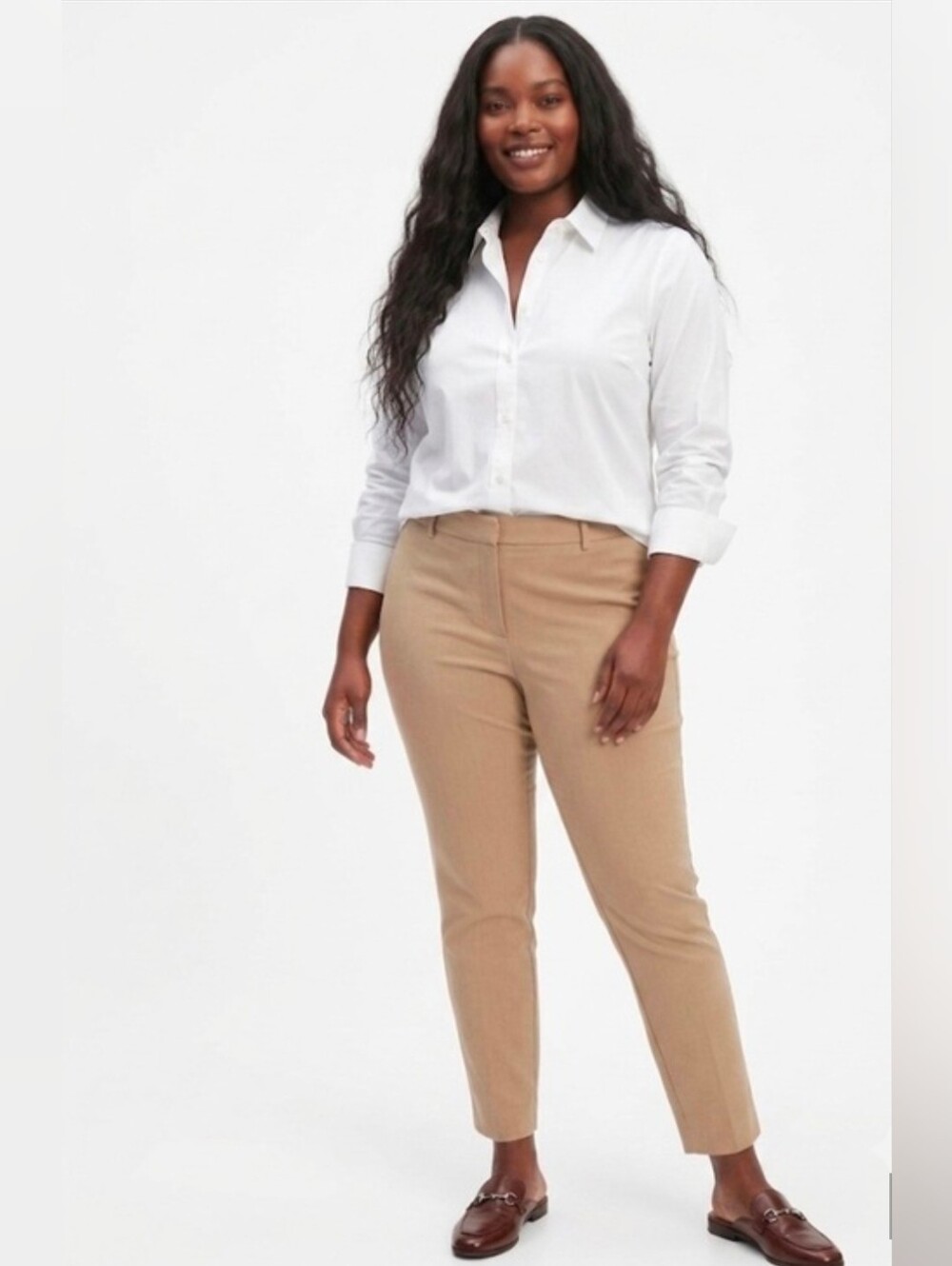 Banana Republic Sloan Slim Fit Ankle Pant Khakis Sz 14 In Tan Careerwear Office